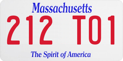 MA license plate 212TO1