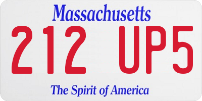 MA license plate 212UP5