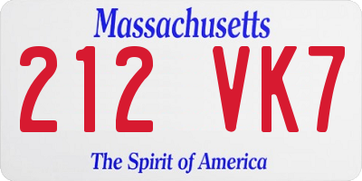 MA license plate 212VK7