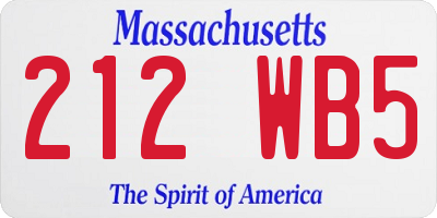MA license plate 212WB5