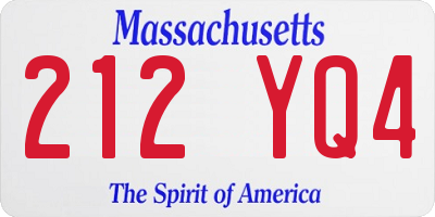 MA license plate 212YQ4