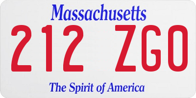 MA license plate 212ZG0