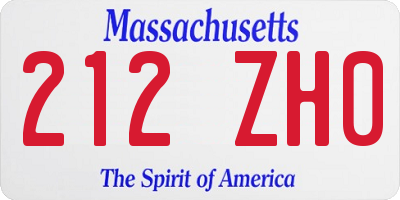 MA license plate 212ZH0