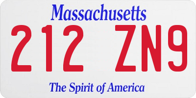 MA license plate 212ZN9