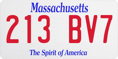 MA license plate 213BV7