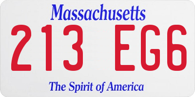 MA license plate 213EG6