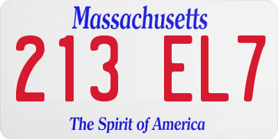 MA license plate 213EL7