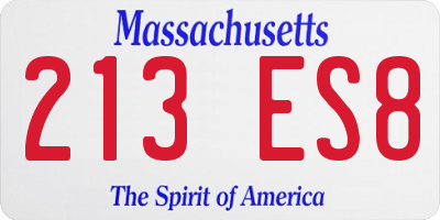 MA license plate 213ES8
