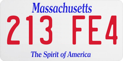 MA license plate 213FE4