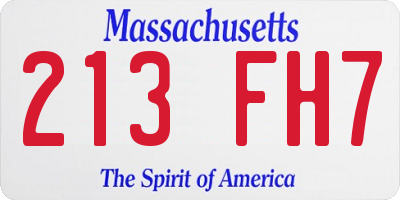 MA license plate 213FH7