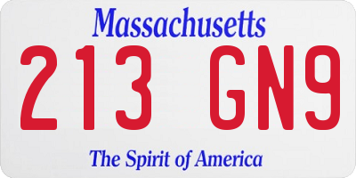 MA license plate 213GN9