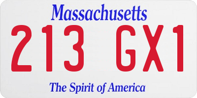 MA license plate 213GX1