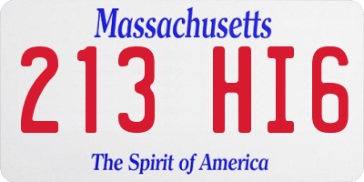 MA license plate 213HI6