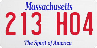 MA license plate 213HO4
