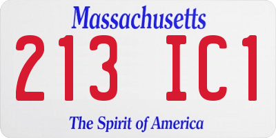 MA license plate 213IC1