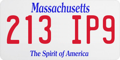 MA license plate 213IP9