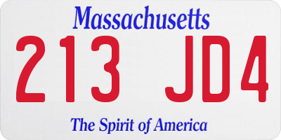 MA license plate 213JD4