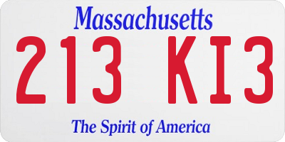 MA license plate 213KI3