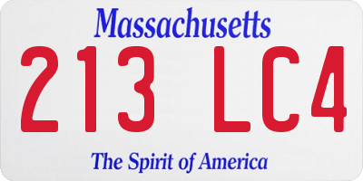 MA license plate 213LC4