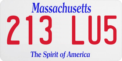 MA license plate 213LU5