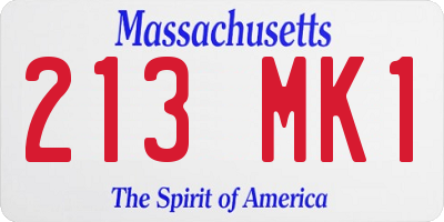 MA license plate 213MK1