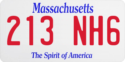 MA license plate 213NH6