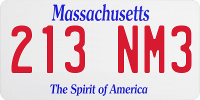 MA license plate 213NM3