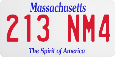 MA license plate 213NM4