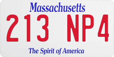MA license plate 213NP4
