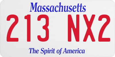 MA license plate 213NX2