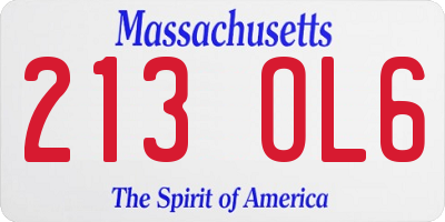 MA license plate 213OL6
