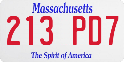 MA license plate 213PD7