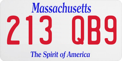 MA license plate 213QB9