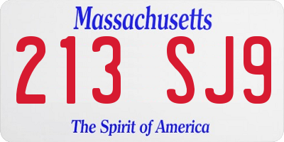 MA license plate 213SJ9