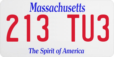 MA license plate 213TU3