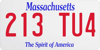 MA license plate 213TU4