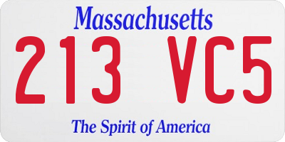 MA license plate 213VC5