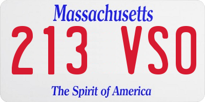 MA license plate 213VS0