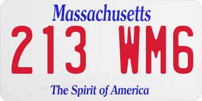 MA license plate 213WM6