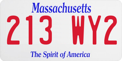 MA license plate 213WY2