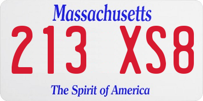 MA license plate 213XS8