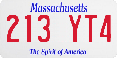 MA license plate 213YT4