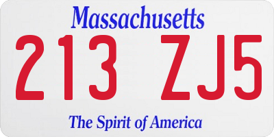 MA license plate 213ZJ5