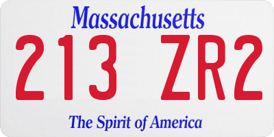 MA license plate 213ZR2