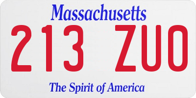 MA license plate 213ZU0