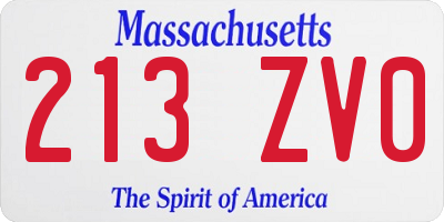 MA license plate 213ZV0