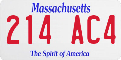 MA license plate 214AC4