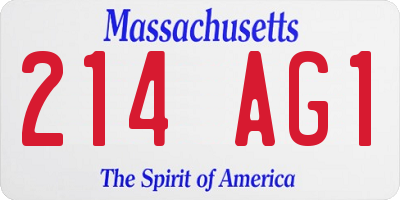MA license plate 214AG1