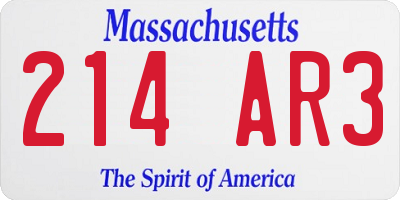 MA license plate 214AR3