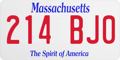 MA license plate 214BJ0